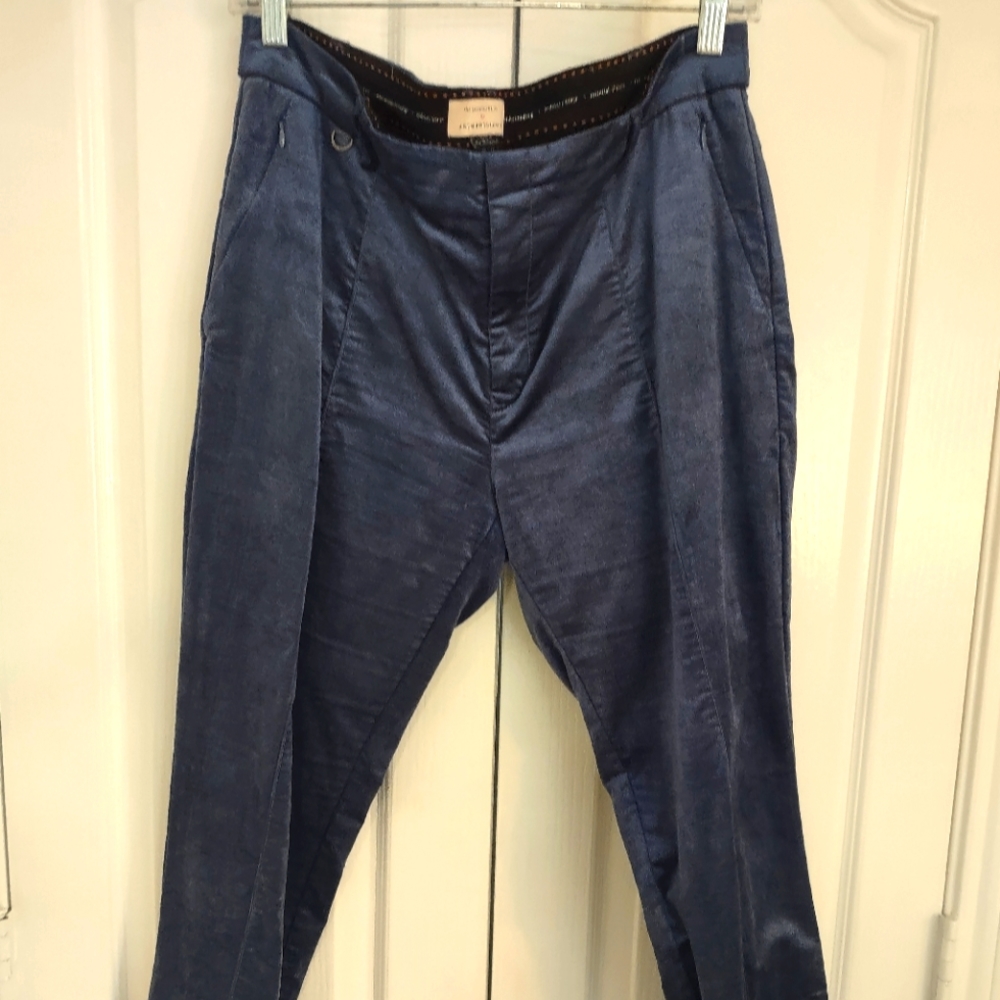 Anthropologie size 10 blue slim velvet trousers